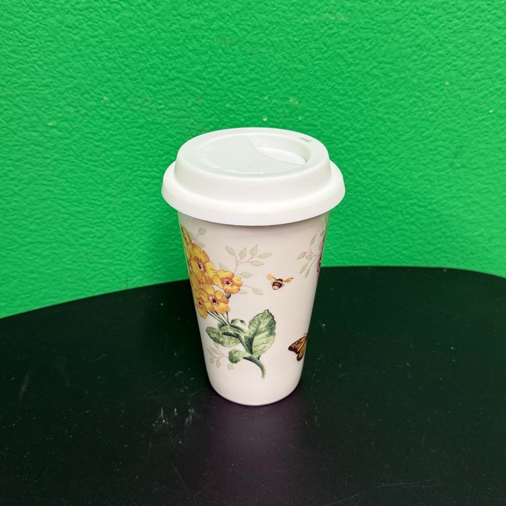 Lenox Batterfly Medow Floral Travel Mug with Lid - Picture 2 of 3